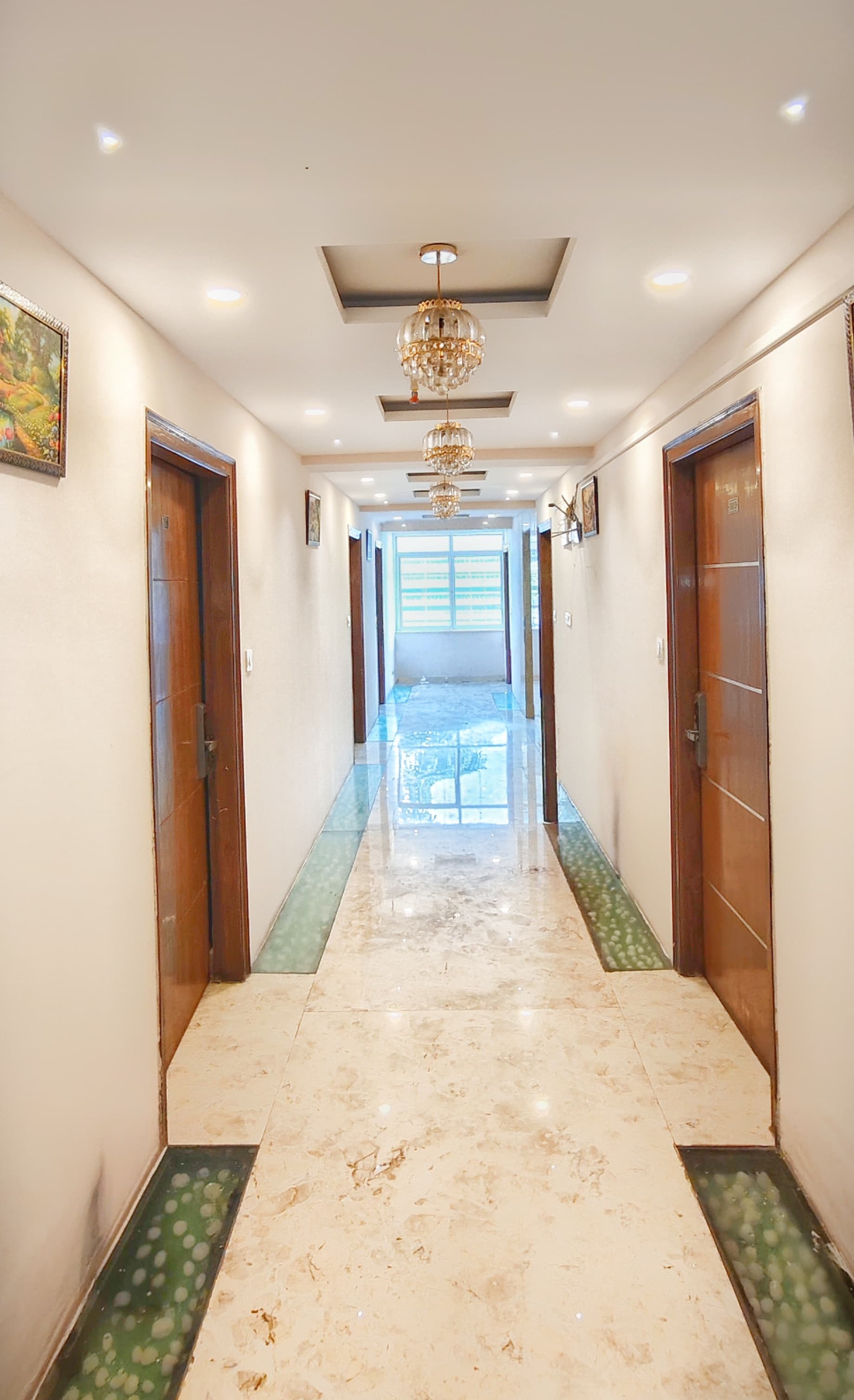 Deluxe bedroom with warm lighting